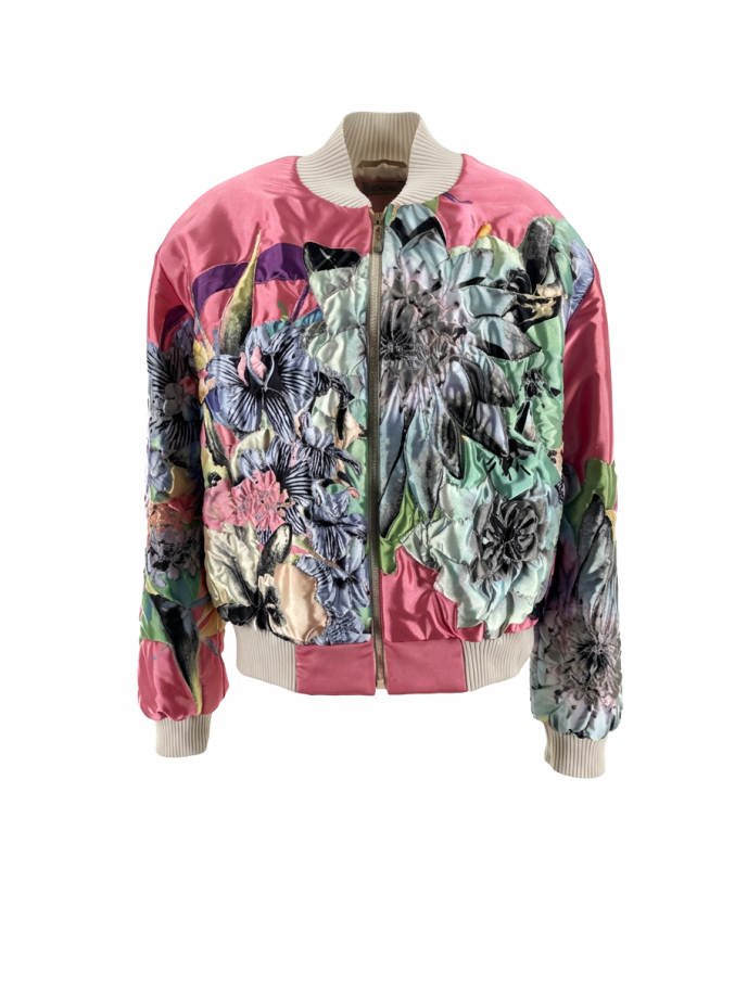 Gesteppte Bomber Jacke in pink