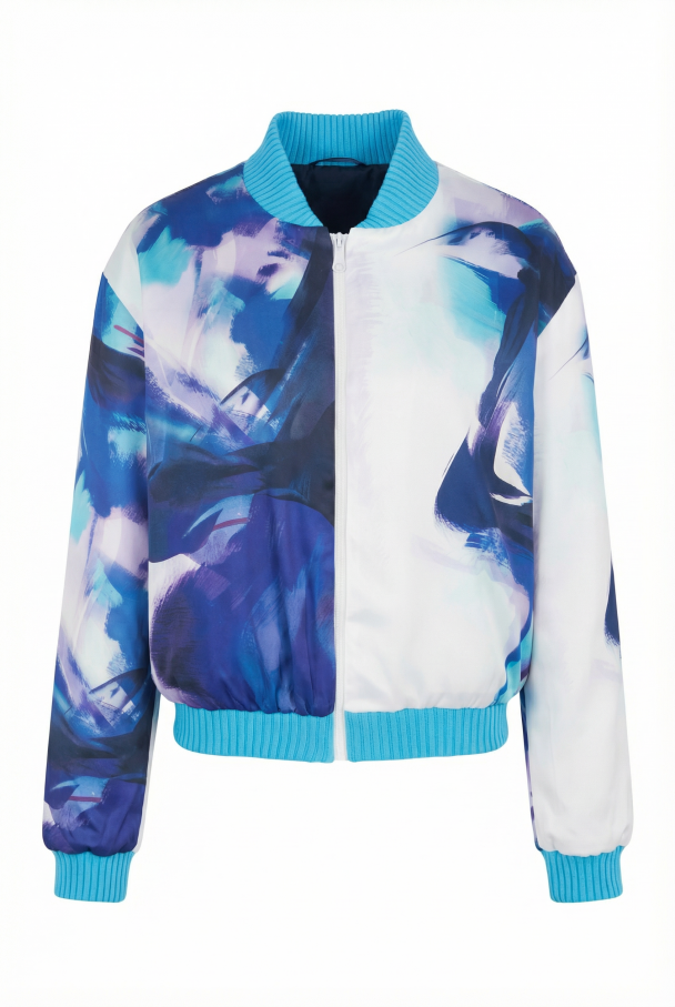 Bomberjacke mit Vogelmotiv Print