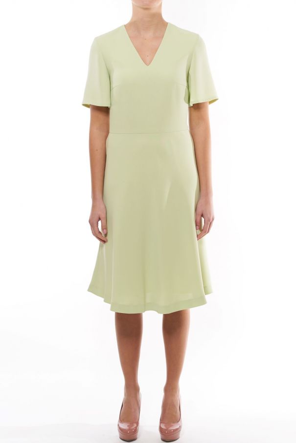 Kleid mit V-Ausschnitt in Apfelgrün