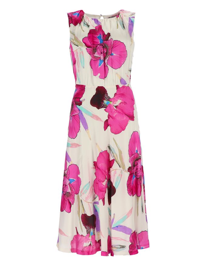 Satin-Seidenkleid mit floralem Print
